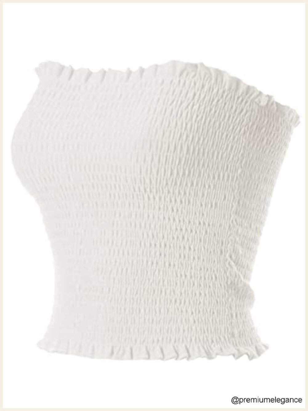 Smocked Tube Top Crop Bandeau Lettuce Trim Stretch Cotton